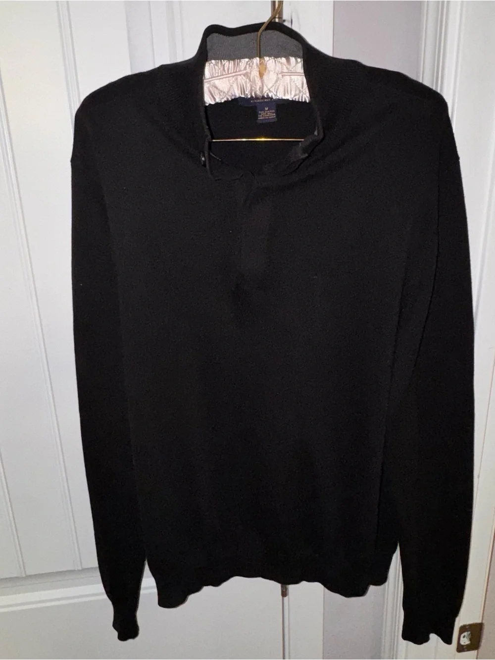 Brooks Brothers Black Silk Blend Mock Neck Sweater